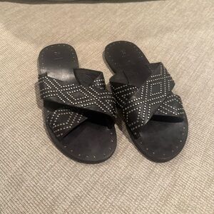 Frye leather Black Studded Sandals